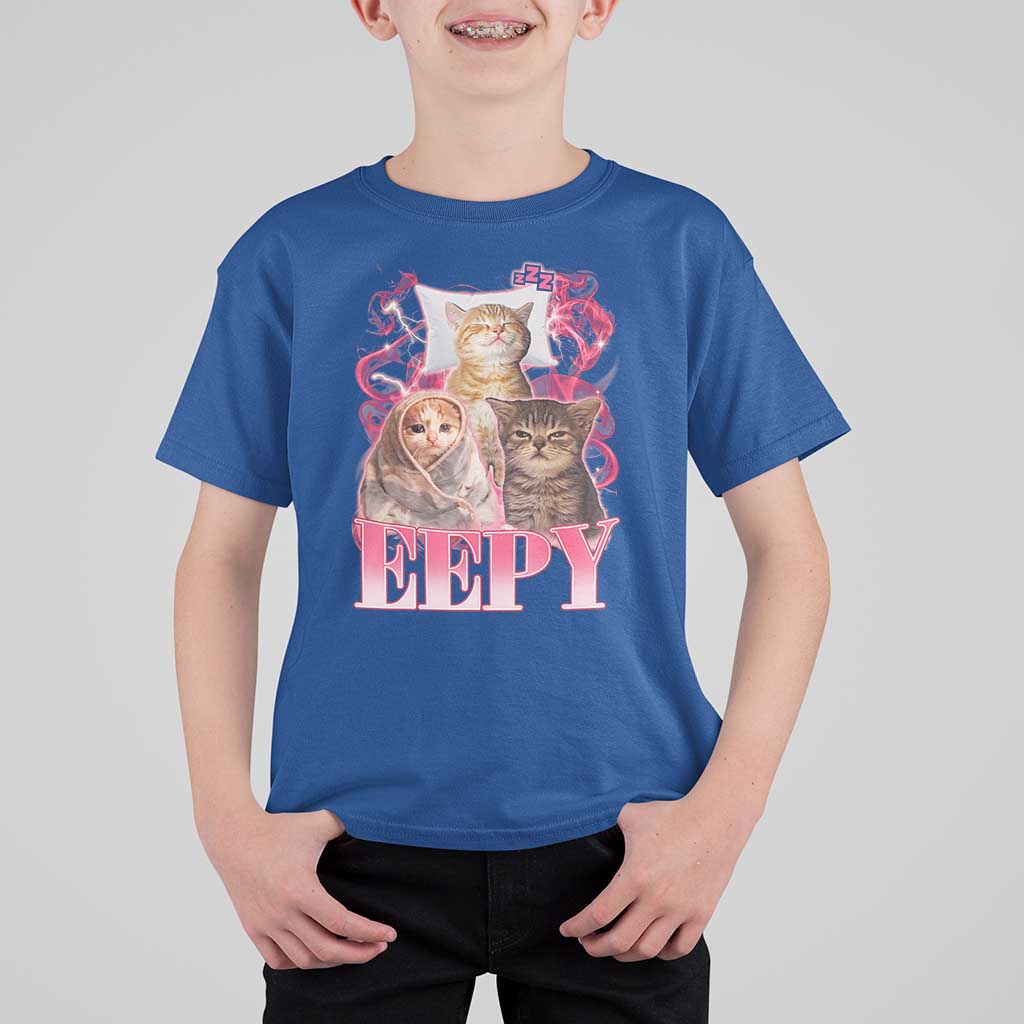 Eepy Sleepy Cats Y2K Bootleg Meme Graphic T Shirt For Kid Funny Internet Culture Humor