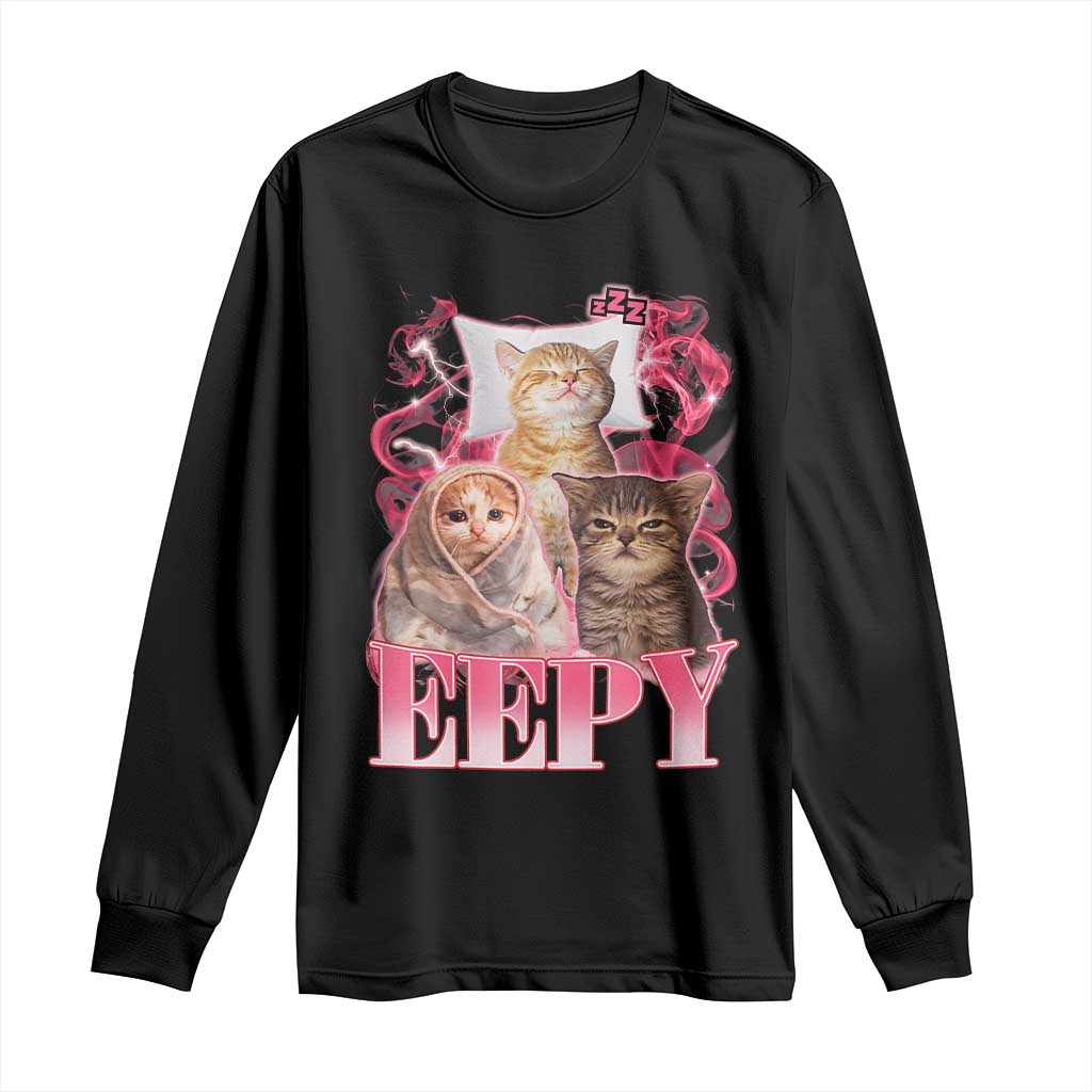 Eepy Sleepy Cats Y2K Bootleg Meme Graphic Long Sleeve Shirt Funny Internet Culture Humor