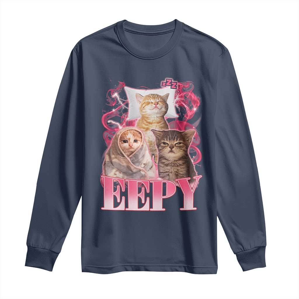 Eepy Sleepy Cats Y2K Bootleg Meme Graphic Long Sleeve Shirt Funny Internet Culture Humor