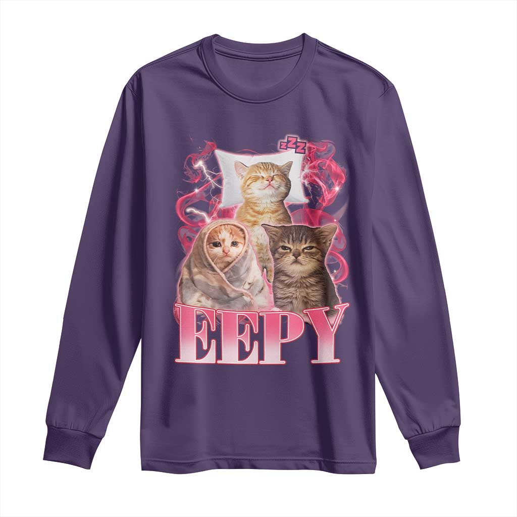 Eepy Sleepy Cats Y2K Bootleg Meme Graphic Long Sleeve Shirt Funny Internet Culture Humor