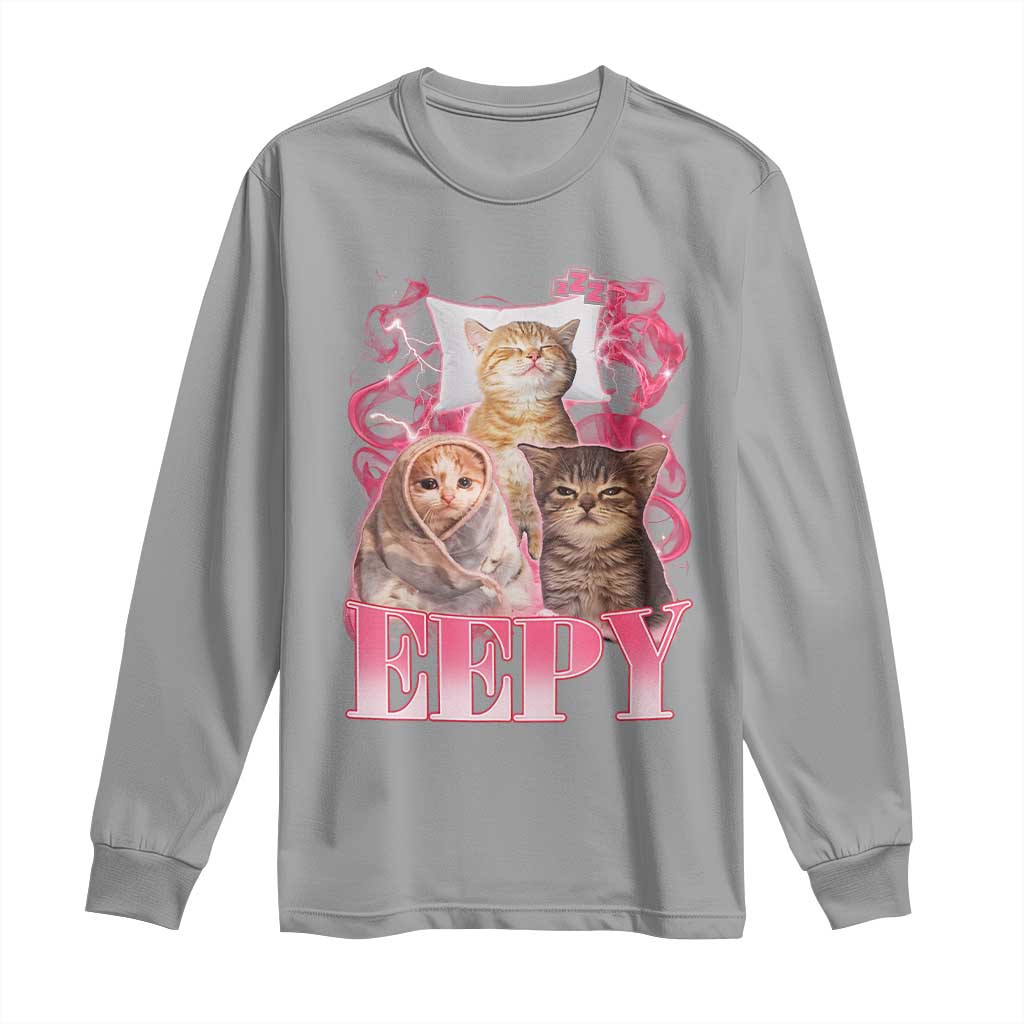 Eepy Sleepy Cats Y2K Bootleg Meme Graphic Long Sleeve Shirt Funny Internet Culture Humor