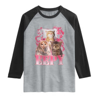 Eepy Sleepy Cats Y2K Bootleg Meme Graphic Raglan Shirt Funny Internet Culture Humor
