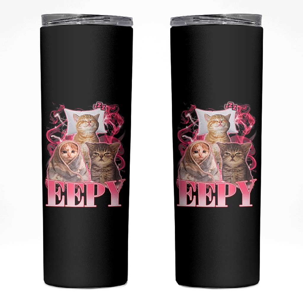 Eepy Sleepy Cats Y2K Bootleg Meme Graphic Skinny Tumbler Funny Internet Culture Humor