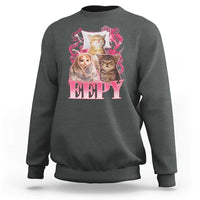 Eepy Sleepy Cats Y2K Bootleg Meme Graphic Sweatshirt Funny Internet Culture Humor