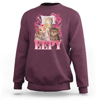 Eepy Sleepy Cats Y2K Bootleg Meme Graphic Sweatshirt Funny Internet Culture Humor