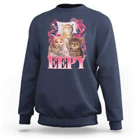 Eepy Sleepy Cats Y2K Bootleg Meme Graphic Sweatshirt Funny Internet Culture Humor
