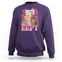 Eepy Sleepy Cats Y2K Bootleg Meme Graphic Sweatshirt Funny Internet Culture Humor