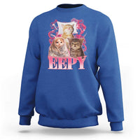 Eepy Sleepy Cats Y2K Bootleg Meme Graphic Sweatshirt Funny Internet Culture Humor