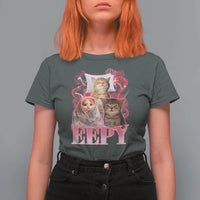 Eepy Sleepy Cats Y2K Bootleg Meme Graphic T Shirt For Women Funny Internet Culture Humor