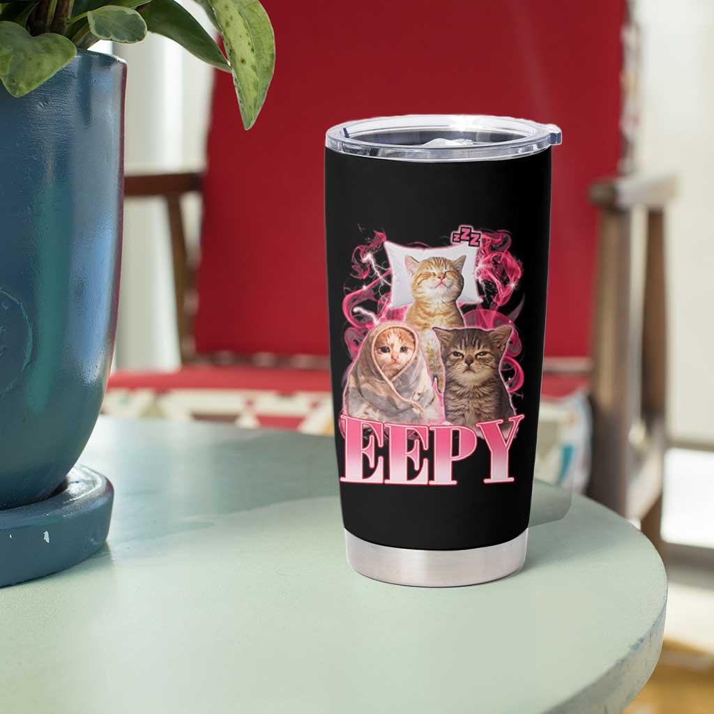 Eepy Sleepy Cats Y2K Bootleg Meme Graphic Tumbler Cup Funny Internet Culture Humor
