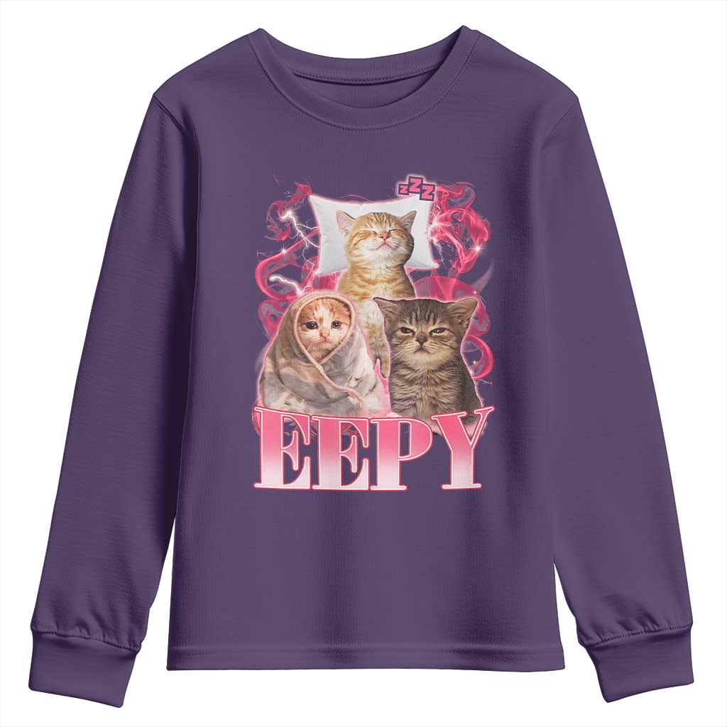 Eepy Sleepy Cats Y2K Bootleg Meme Graphic Youth Sweatshirt Funny Internet Culture Humor
