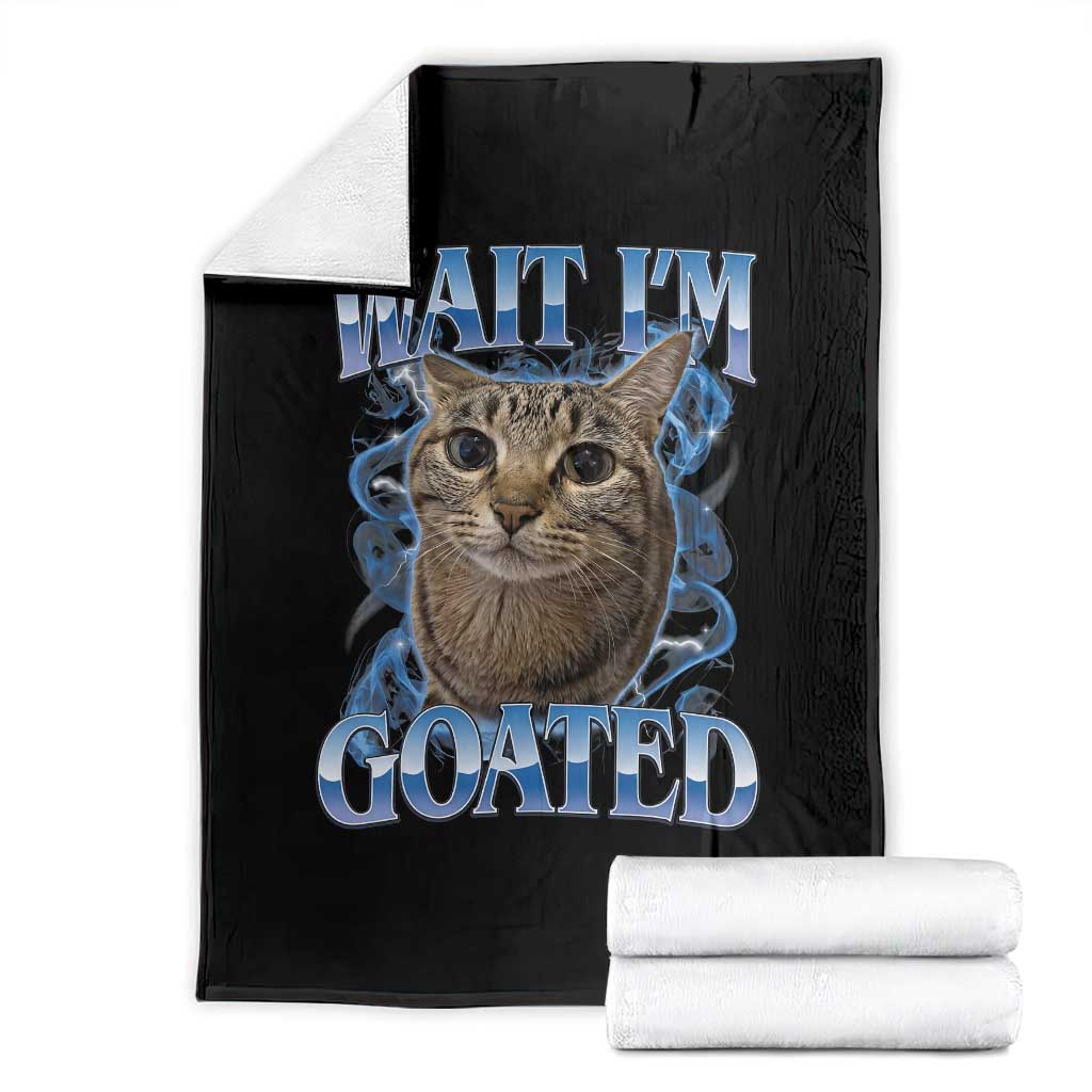 Funny Cat Blue Flame Y2K Bootleg Meme Graphic Throw Blanket Wait Im Goated Retro Internet Culture Humor