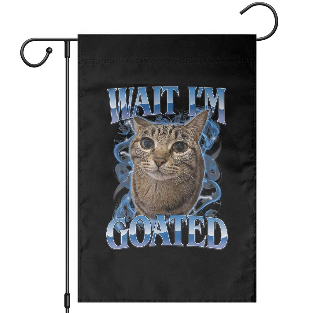 Funny Cat Blue Flame Y2K Bootleg Meme Graphic Garden Flag Wait Im Goated Retro Internet Culture Humor