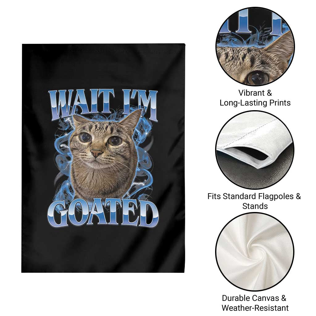 Funny Cat Blue Flame Y2K Bootleg Meme Graphic Garden Flag Wait Im Goated Retro Internet Culture Humor