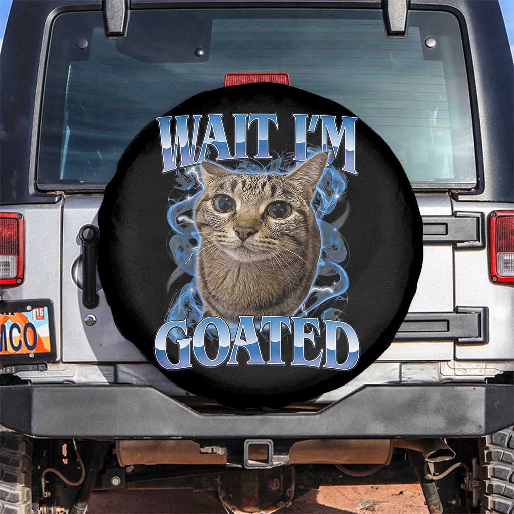 Funny Cat Blue Flame Y2K Bootleg Meme Graphic Spare Tire Cover Wait Im Goated Retro Internet Culture Humor