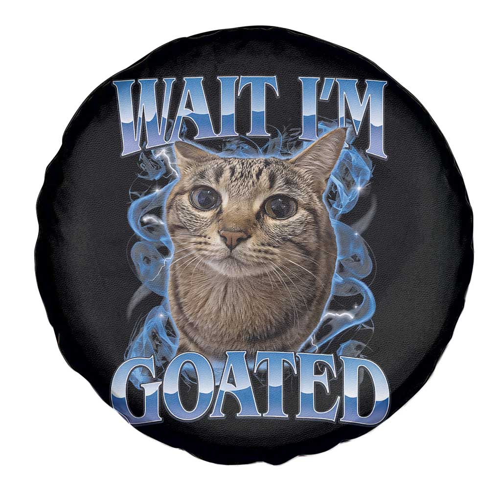 Funny Cat Blue Flame Y2K Bootleg Meme Graphic Spare Tire Cover Wait Im Goated Retro Internet Culture Humor