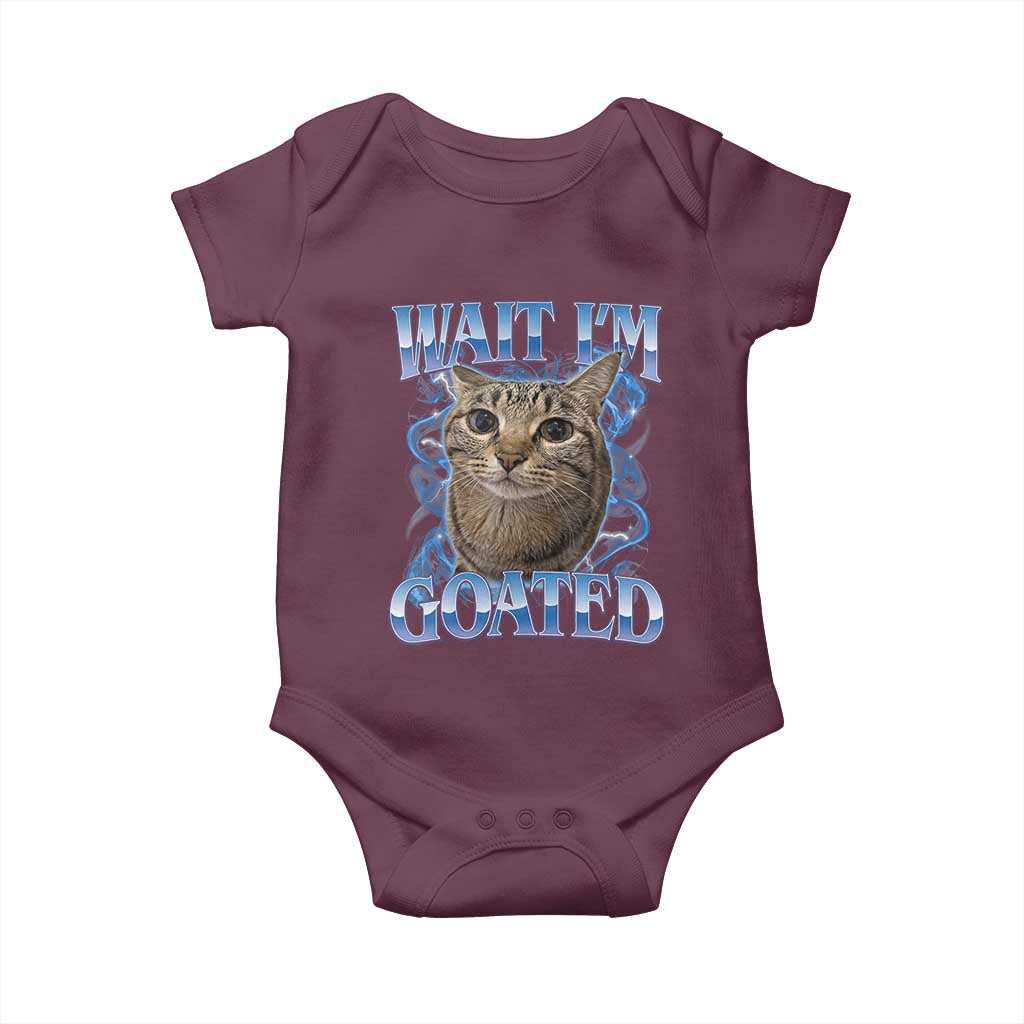 Funny Cat Blue Flame Y2K Bootleg Meme Graphic Baby Onesie Wait Im Goated Retro Internet Culture Humor
