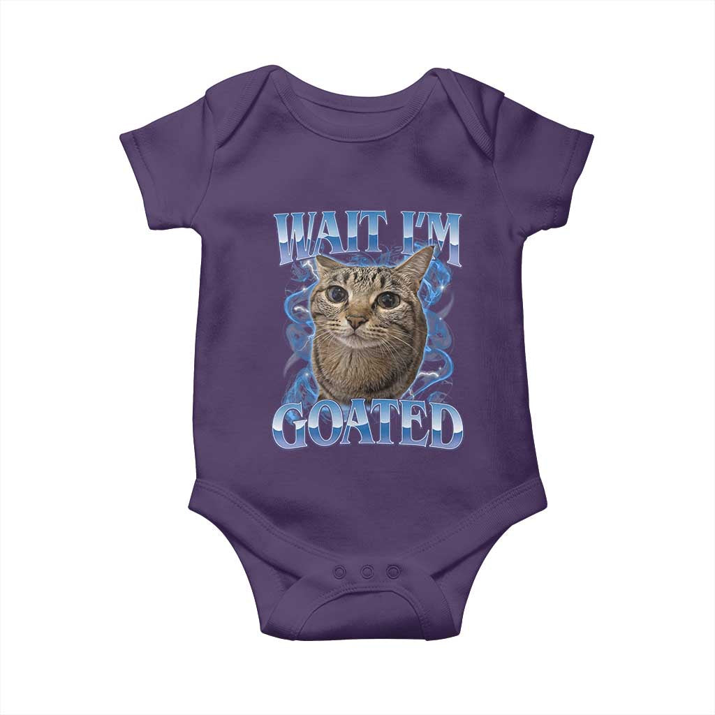 Funny Cat Blue Flame Y2K Bootleg Meme Graphic Baby Onesie Wait Im Goated Retro Internet Culture Humor