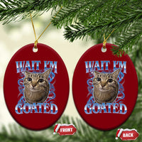 Funny Cat Blue Flame Y2K Bootleg Meme Graphic Ceramic Ornament Wait Im Goated Retro Internet Culture Humor