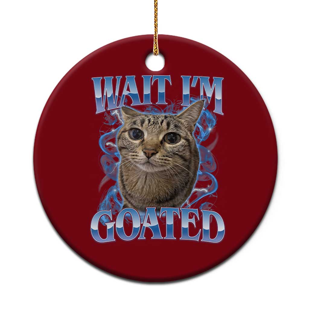 Funny Cat Blue Flame Y2K Bootleg Meme Graphic Ceramic Ornament Wait Im Goated Retro Internet Culture Humor
