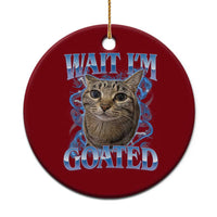 Funny Cat Blue Flame Y2K Bootleg Meme Graphic Ceramic Ornament Wait Im Goated Retro Internet Culture Humor