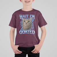 Funny Cat Blue Flame Y2K Bootleg Meme Graphic T Shirt For Kid Wait Im Goated Retro Internet Culture Humor