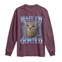 Funny Cat Blue Flame Y2K Bootleg Meme Graphic Long Sleeve Shirt Wait Im Goated Retro Internet Culture Humor