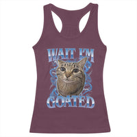 Funny Cat Blue Flame Y2K Bootleg Meme Graphic Racerback Tank Top Wait Im Goated Retro Internet Culture Humor