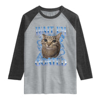 Funny Cat Blue Flame Y2K Bootleg Meme Graphic Raglan Shirt Wait Im Goated Retro Internet Culture Humor