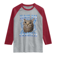 Funny Cat Blue Flame Y2K Bootleg Meme Graphic Raglan Shirt Wait Im Goated Retro Internet Culture Humor