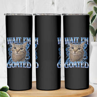 Funny Cat Blue Flame Y2K Bootleg Meme Graphic Skinny Tumbler Wait Im Goated Retro Internet Culture Humor