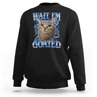 Funny Cat Blue Flame Y2K Bootleg Meme Graphic Sweatshirt Wait Im Goated Retro Internet Culture Humor