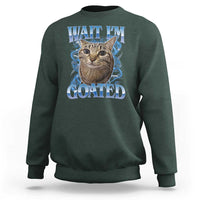 Funny Cat Blue Flame Y2K Bootleg Meme Graphic Sweatshirt Wait Im Goated Retro Internet Culture Humor