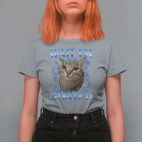 Funny Cat Blue Flame Y2K Bootleg Meme Graphic T Shirt For Women Wait Im Goated Retro Internet Culture Humor