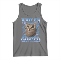 Funny Cat Blue Flame Y2K Bootleg Meme Graphic Tank Top Wait Im Goated Retro Internet Culture Humor