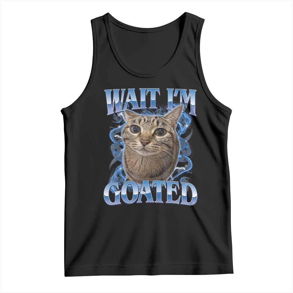 Funny Cat Blue Flame Y2K Bootleg Meme Graphic Tank Top Wait Im Goated Retro Internet Culture Humor