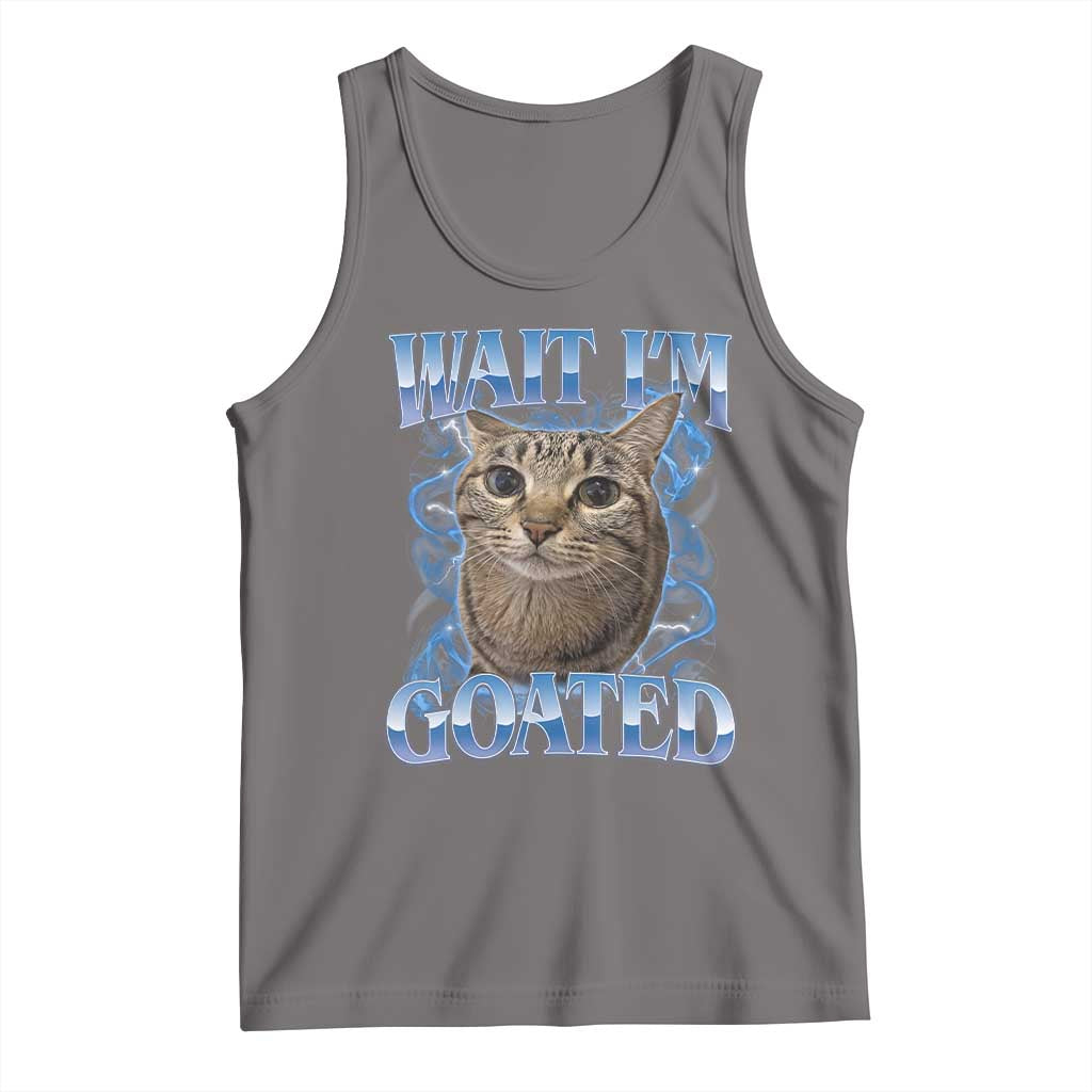 Funny Cat Blue Flame Y2K Bootleg Meme Graphic Tank Top Wait Im Goated Retro Internet Culture Humor