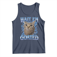 Funny Cat Blue Flame Y2K Bootleg Meme Graphic Tank Top Wait Im Goated Retro Internet Culture Humor