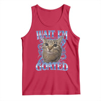 Funny Cat Blue Flame Y2K Bootleg Meme Graphic Tank Top Wait Im Goated Retro Internet Culture Humor