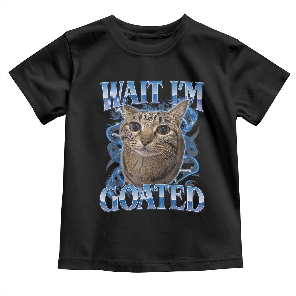 Funny Cat Blue Flame Y2K Bootleg Meme Graphic Toddler T Shirt Wait Im Goated Retro Internet Culture Humor