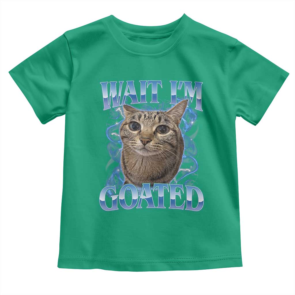 Funny Cat Blue Flame Y2K Bootleg Meme Graphic Toddler T Shirt Wait Im Goated Retro Internet Culture Humor