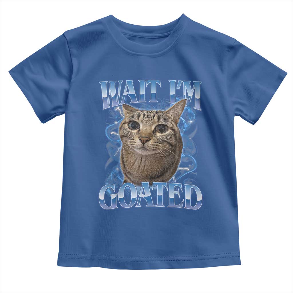 Funny Cat Blue Flame Y2K Bootleg Meme Graphic Toddler T Shirt Wait Im Goated Retro Internet Culture Humor