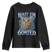 Funny Cat Blue Flame Y2K Bootleg Meme Graphic Youth Sweatshirt Wait Im Goated Retro Internet Culture Humor