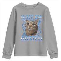 Funny Cat Blue Flame Y2K Bootleg Meme Graphic Youth Sweatshirt Wait Im Goated Retro Internet Culture Humor