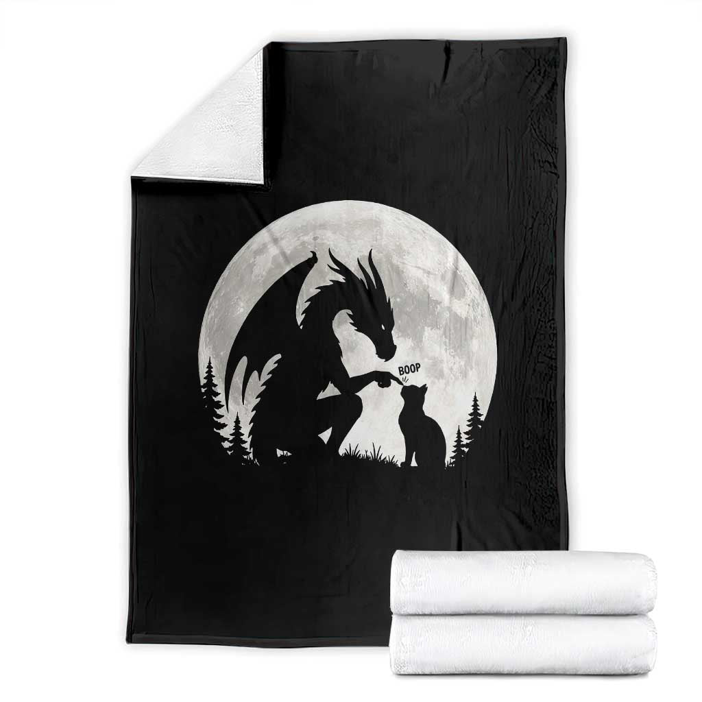 Dragon Boop Cat Full Moon Graphic Throw Blanket Cute Fantasy Animal RPG Gamers