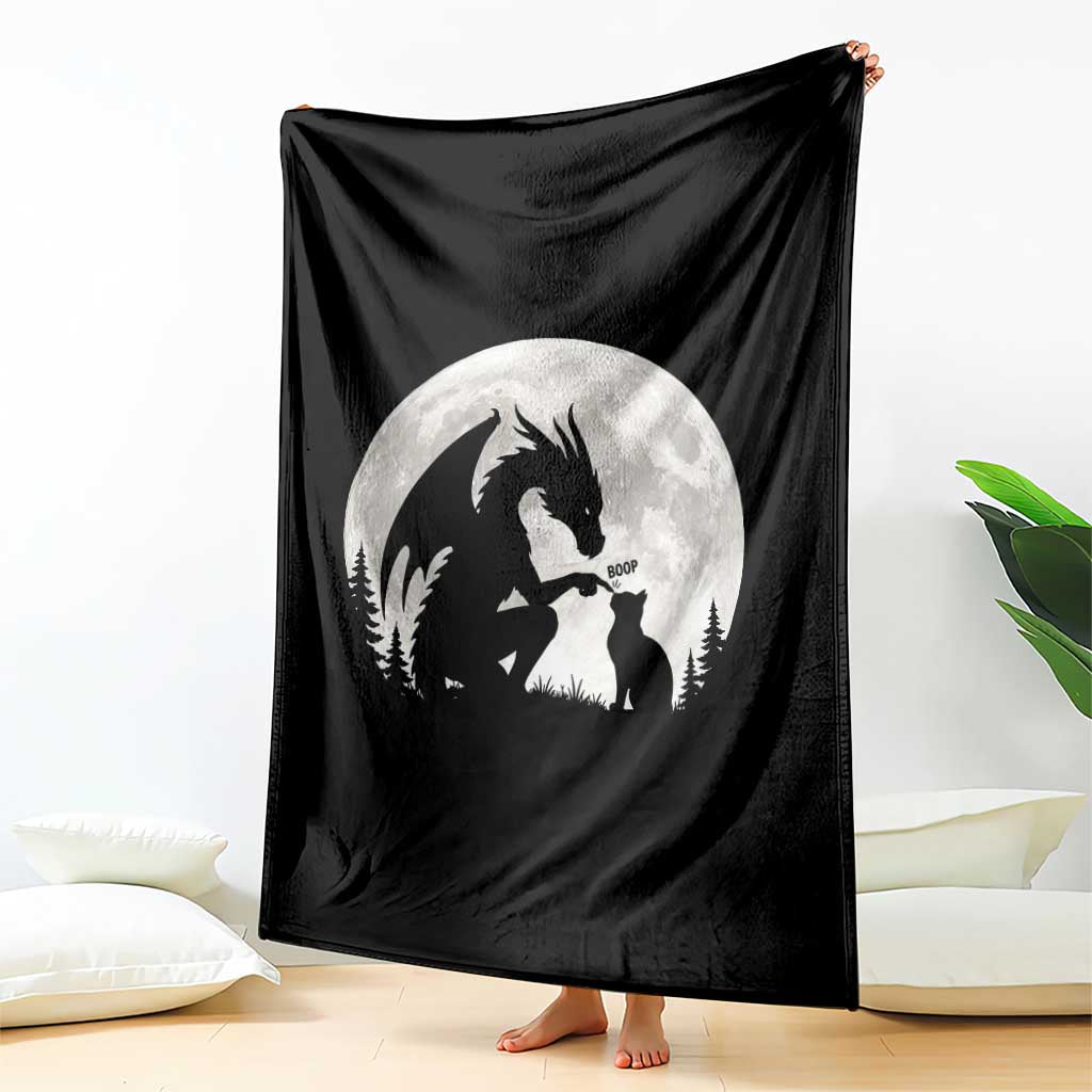 Dragon Boop Cat Full Moon Graphic Throw Blanket Cute Fantasy Animal RPG Gamers