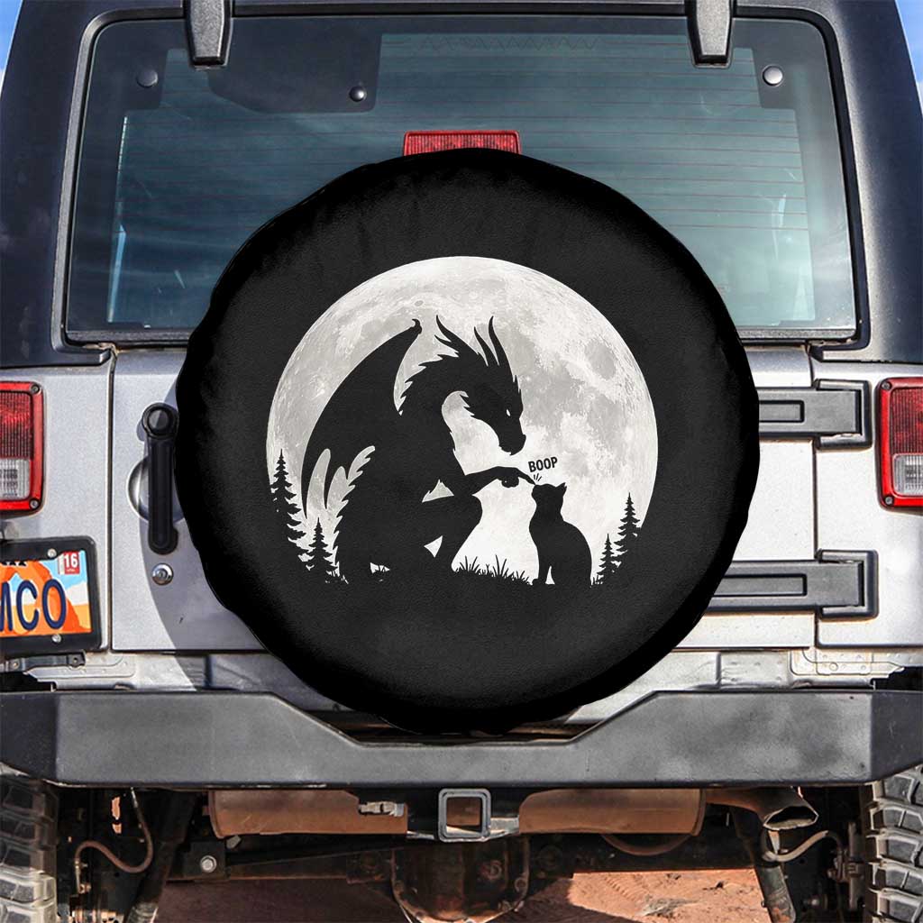 Dragon Boop Cat Full Moon Graphic Spare Tire Cover Cute Fantasy Animal RPG Gamers