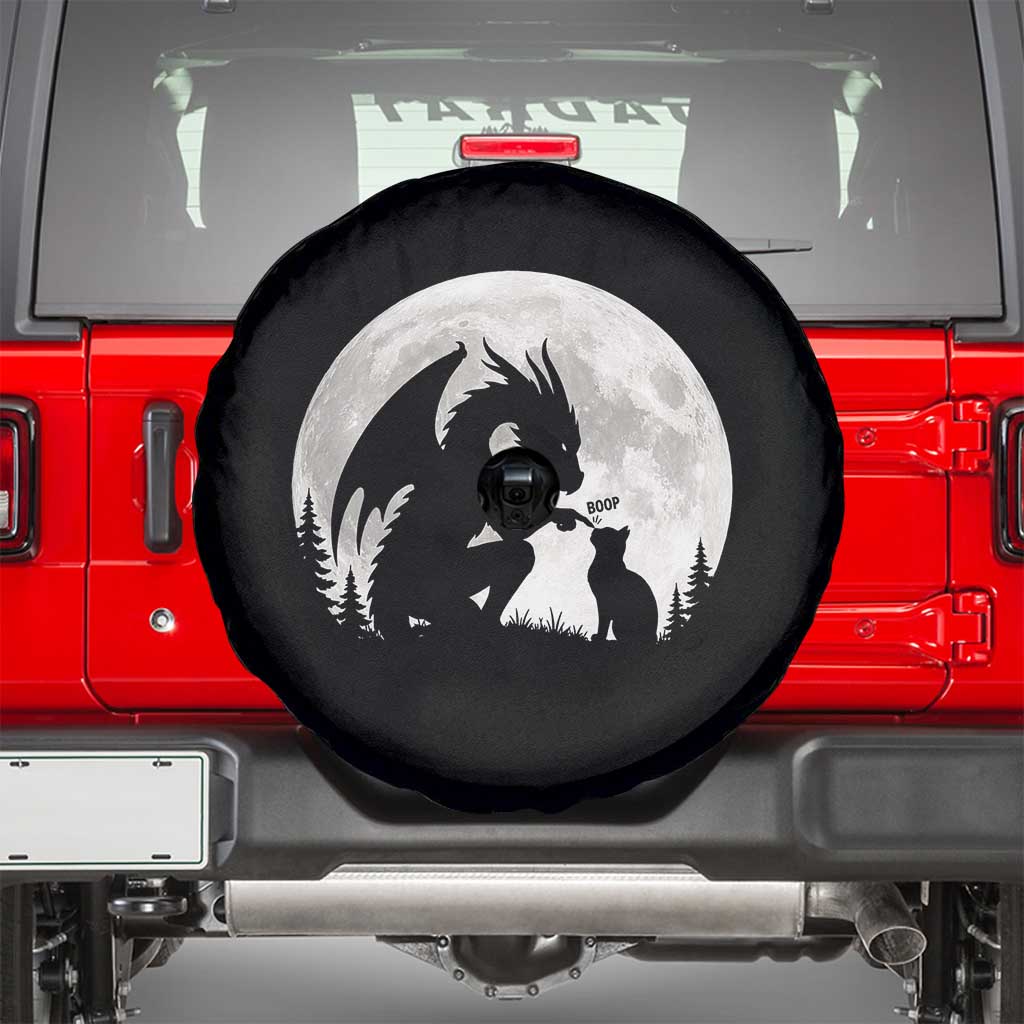 Dragon Boop Cat Full Moon Graphic Spare Tire Cover Cute Fantasy Animal RPG Gamers