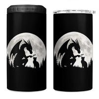 Dragon Boop Cat Full Moon Graphic 4 in 1 Can Cooler Tumbler Cute Fantasy Animal RPG Gamers