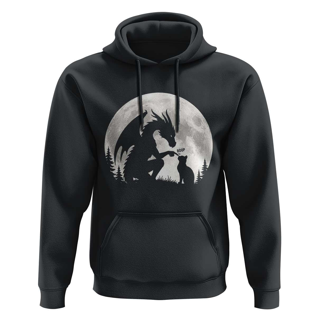 Dragon Boop Cat Full Moon Graphic Hoodie Cute Fantasy Animal RPG Gamers